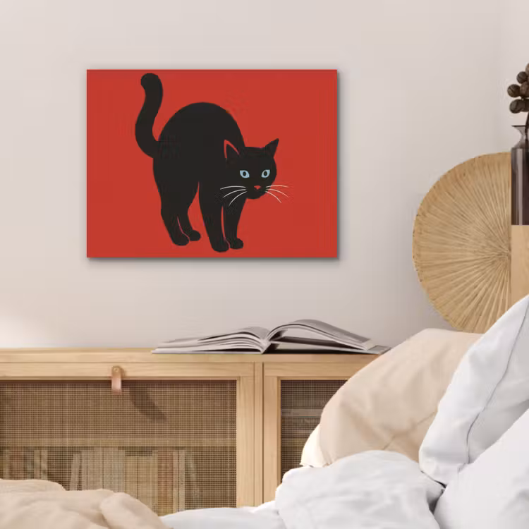 Kat - Zwart - Staart PET vilt klein -sfeer3