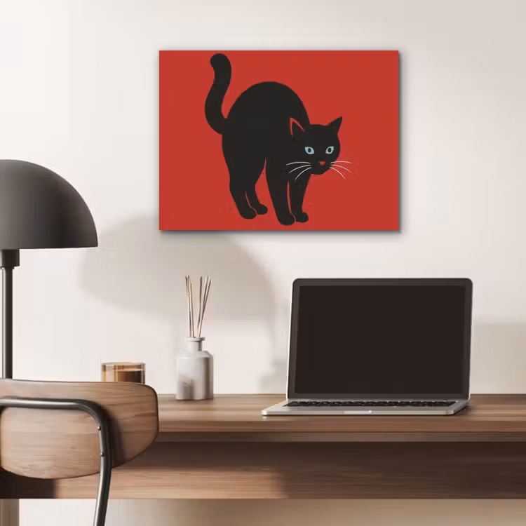 Kat - Zwart - Staart PET vilt klein -sfeer5