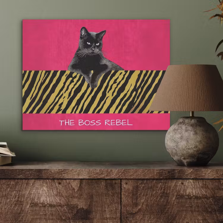Kat - Baas - Roze - Tijgerprint PET vilt klein -sfeer2