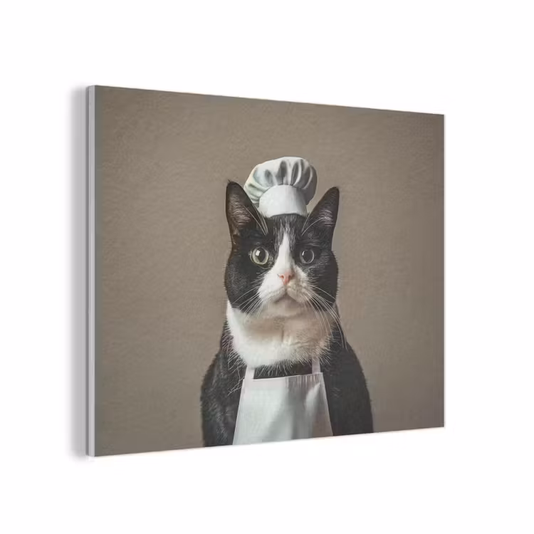 Kat - Kokskleding - Zwart - Wit PET vilt klein -3d