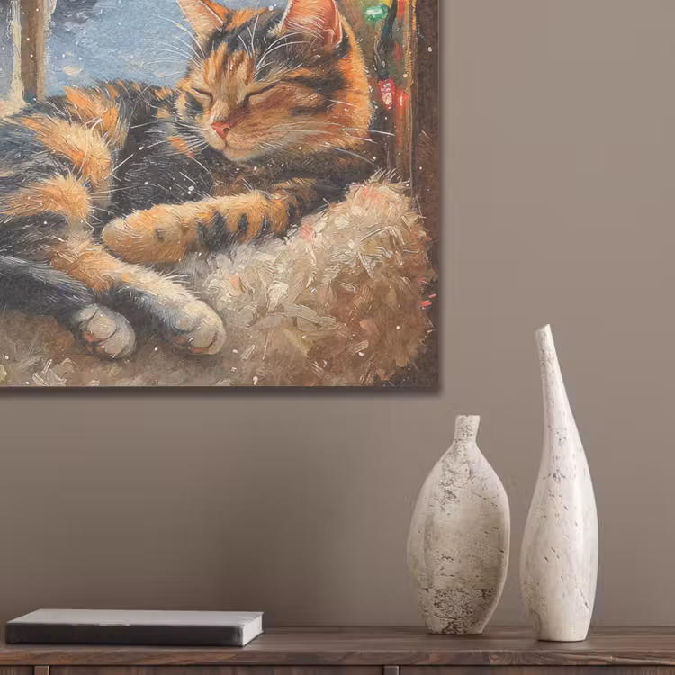Kat - Kerst - Winter - Dier PET vilt klein -sfeer6_closeup