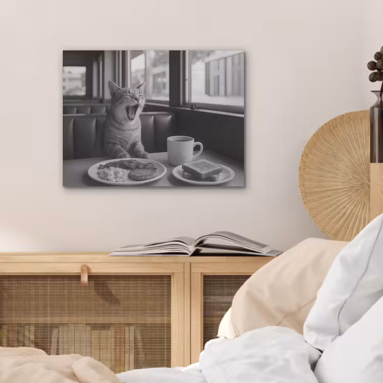 Kat - Koffie - Brood - Zwart PET vilt klein -sfeer3