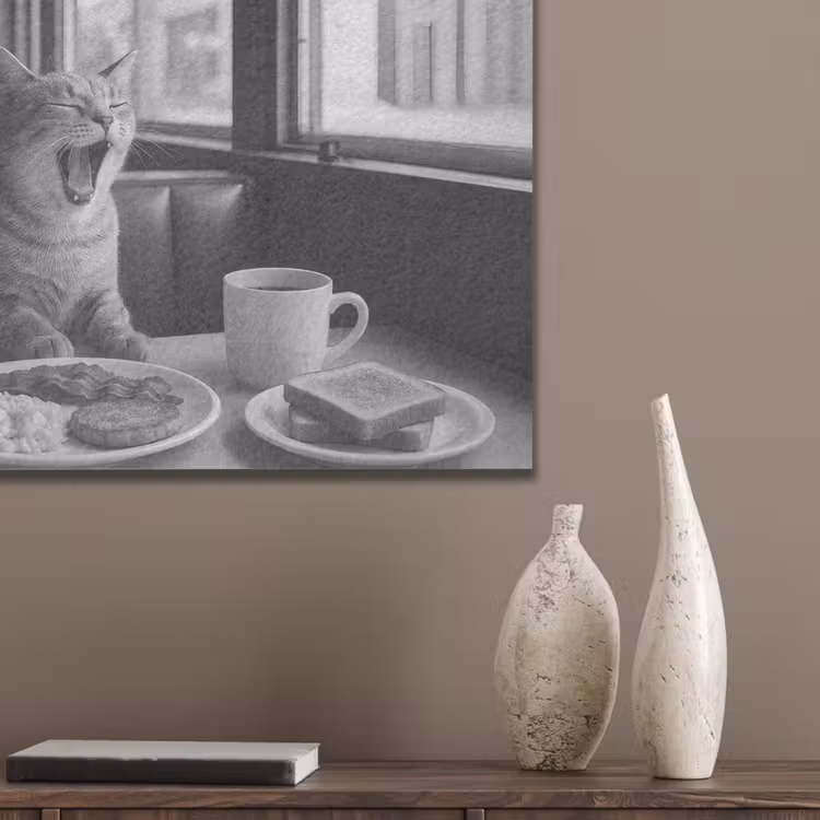 Kat - Koffie - Brood - Zwart PET vilt klein -sfeer6_closeup