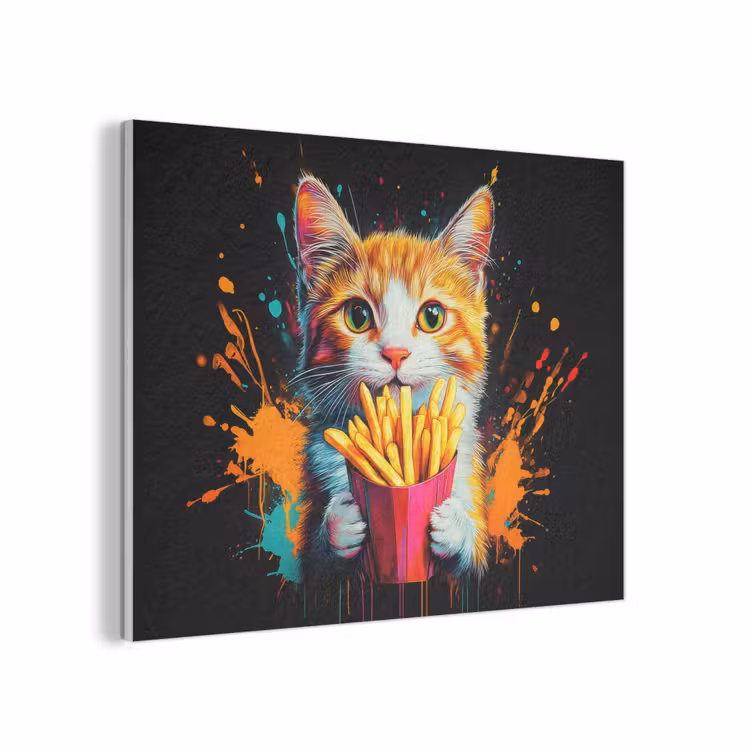 Kat - Eten - Patat - Graffiti - Abstract PET vilt klein -3d