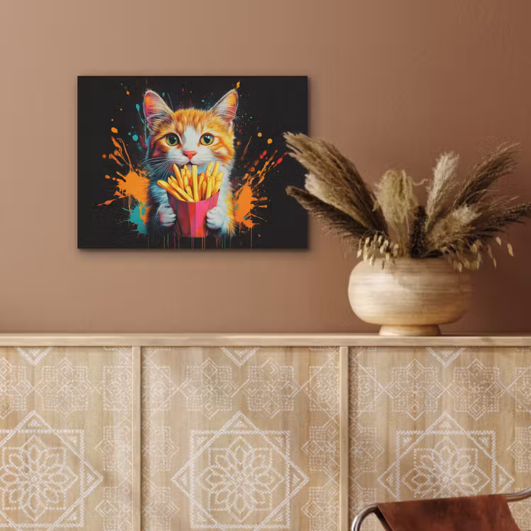 Kat - Eten - Patat - Graffiti - Abstract PET vilt klein -sfeer4