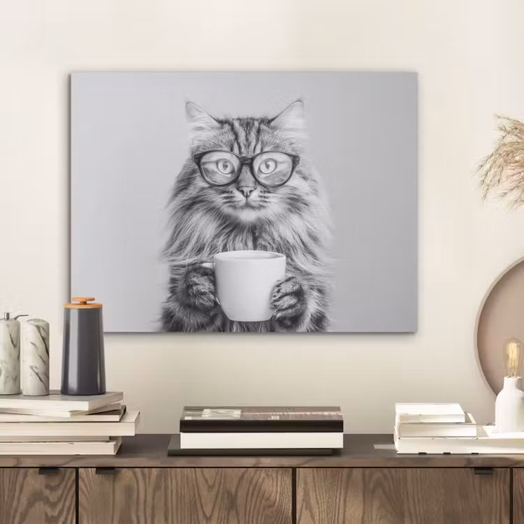 Kat - Bril - Mok - Pluizig PET vilt klein -sfeer1
