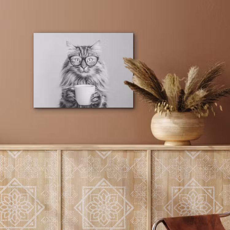 Kat - Bril - Mok - Pluizig PET vilt klein -sfeer4