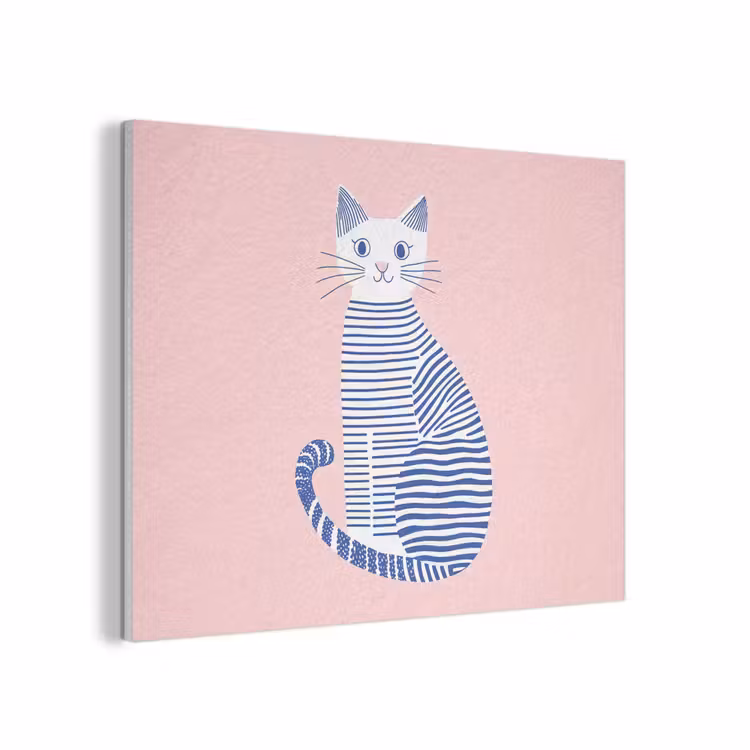 Kat - Illustratie - Minimalistisch - Roze PET vilt klein -3d