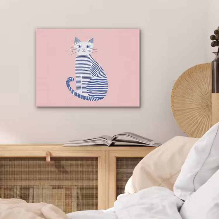 Kat - Illustratie - Minimalistisch - Roze PET vilt klein -sfeer3