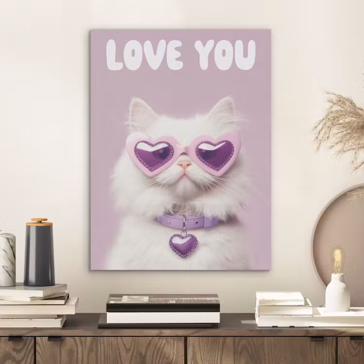 Kat - Love - Paars - Valentijn PET vilt klein -sfeer1