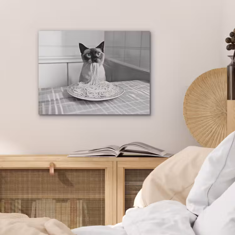 Kat - Siamees - Zwart Wit - Schattig - Dieren PET vilt klein -sfeer3