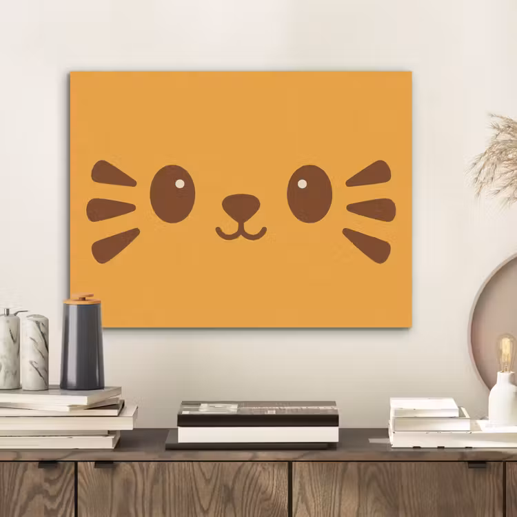 Kat - Simplistisch - Oranje - Vrolijk PET vilt klein -sfeer1