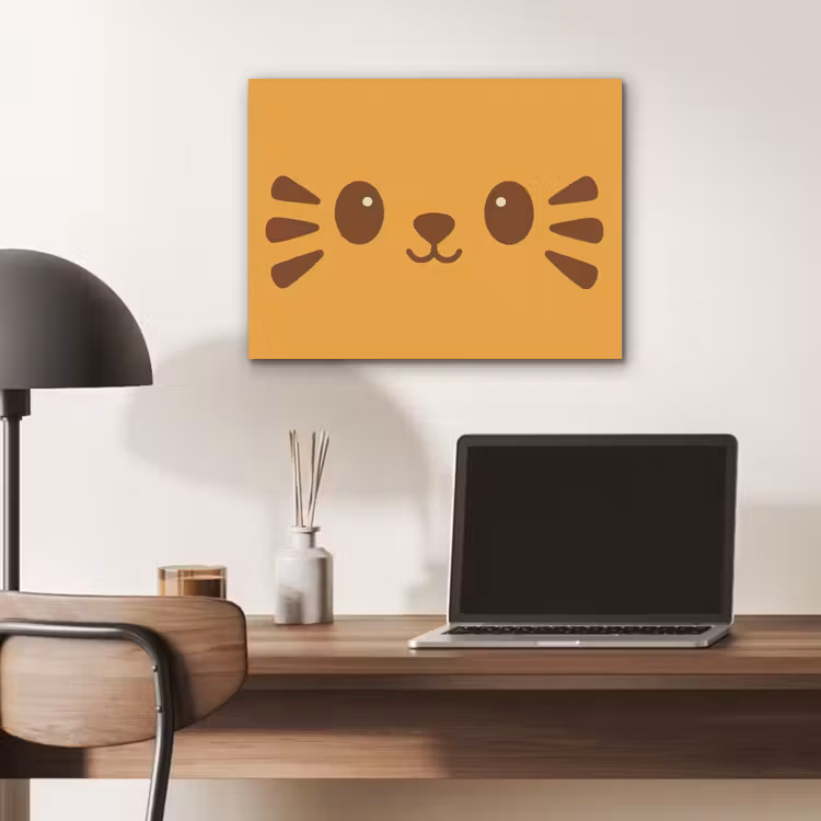 Kat - Simplistisch - Oranje - Vrolijk PET vilt klein -sfeer5