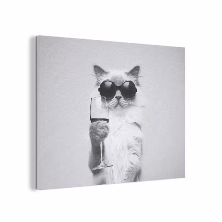 Kat - Zonnebril - Wijnglas - Langharig PET vilt klein -3d