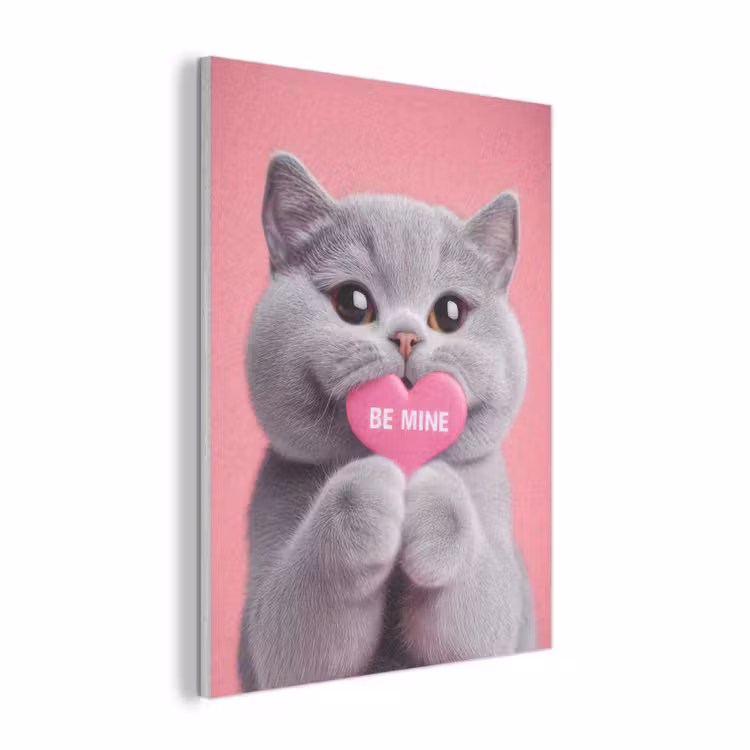 Kat - Valentijn - Roze - Liefde PET vilt klein -3d