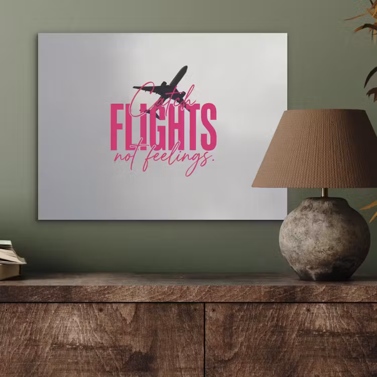 Catch flights not feelings - Vliegtuig - Roze PET vilt klein -sfeer2