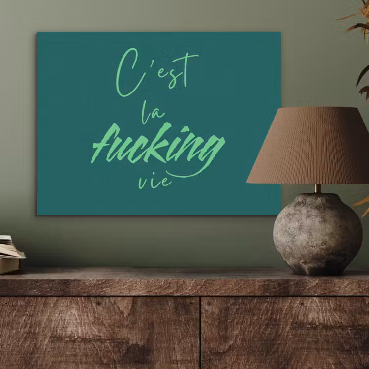c'est la fucking vie - Groen - Handgeschreven PET vilt klein -sfeer2