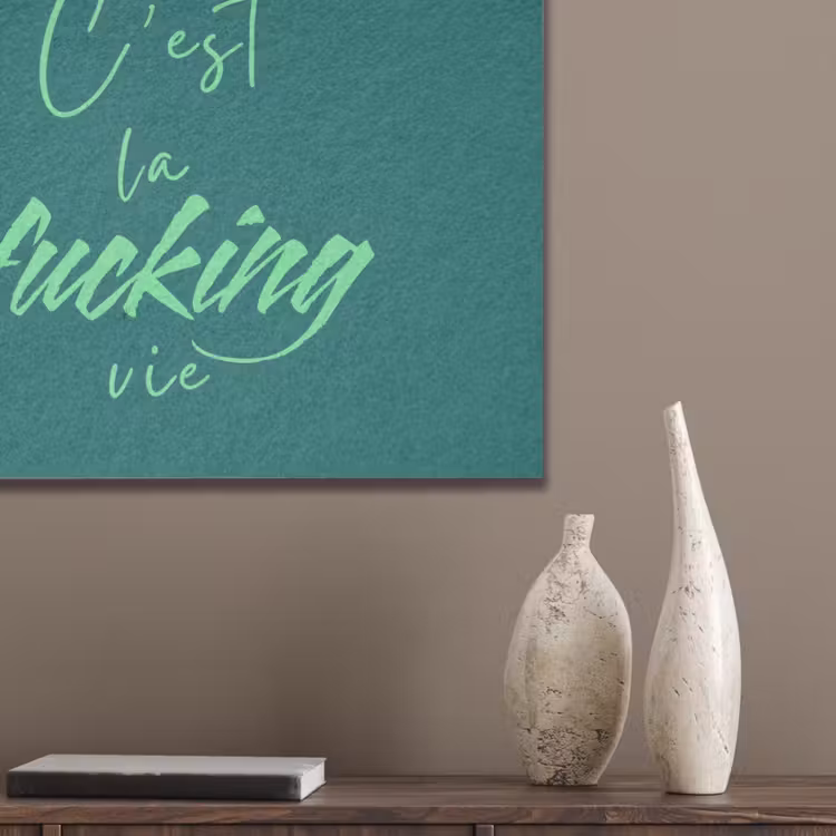 c'est la fucking vie - Groen - Handgeschreven PET vilt klein -sfeer6_closeup
