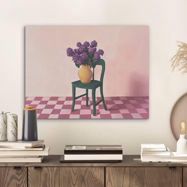 Stoel - Vaas - Bloemen - Geblokt PET vilt klein -sfeer1