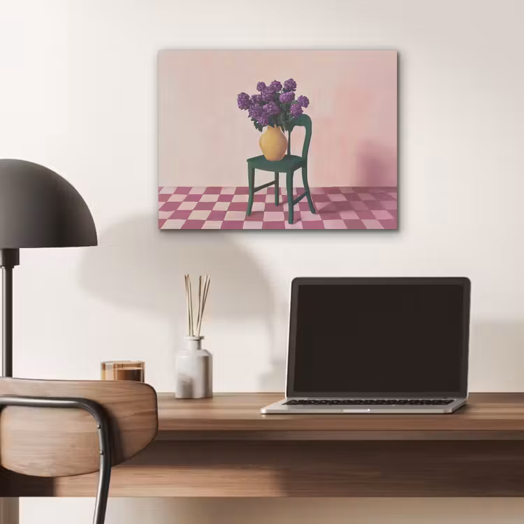 Stoel - Vaas - Bloemen - Geblokt PET vilt klein -sfeer5