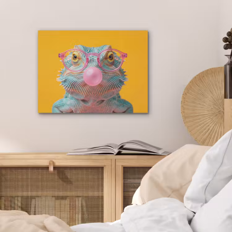 Kameleon - Kauwgom - Kleurrijk PET vilt klein -sfeer3