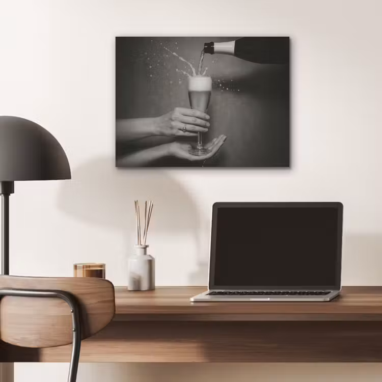 Champagnefles - Glas - Minimalistisch - Spetters PET vilt klein -sfeer5