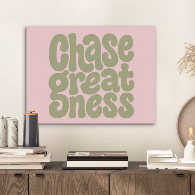Chase greatness - Groen - Roze - Retro PET vilt klein -sfeer1