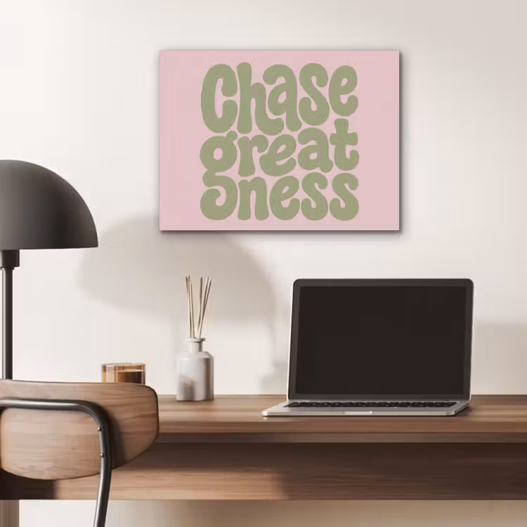Chase greatness - Groen - Roze - Retro PET vilt klein -sfeer5