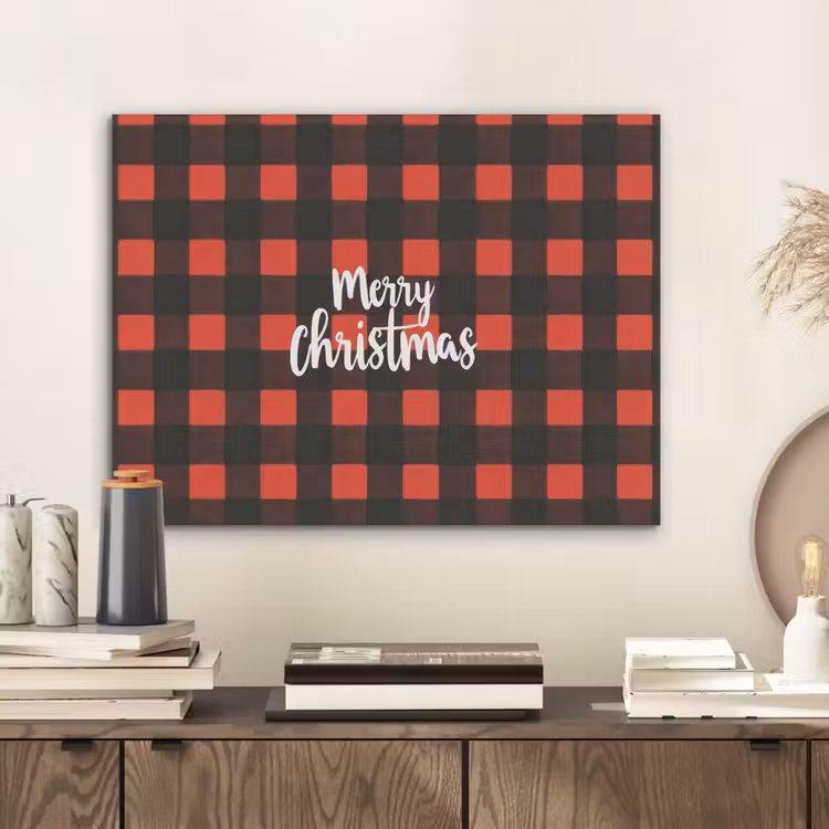 Geruit - Rood - Tekst - Christmas PET vilt klein -sfeer1