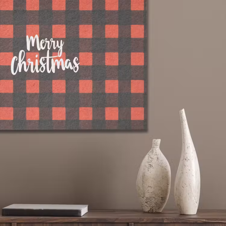 Geruit - Rood - Tekst - Christmas PET vilt klein -sfeer6_closeup