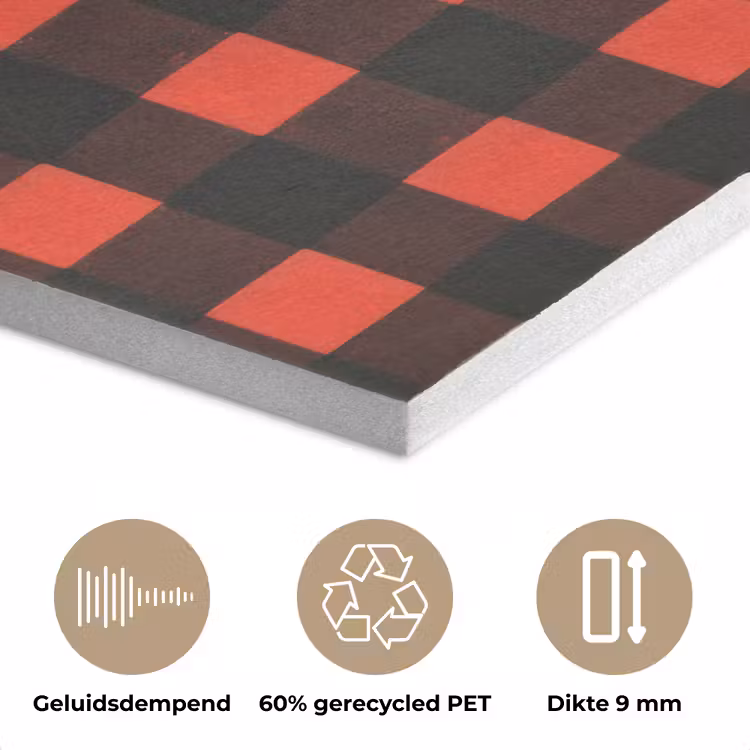 Geruit - Rood - Tekst - Christmas PET vilt klein -closeup_NL