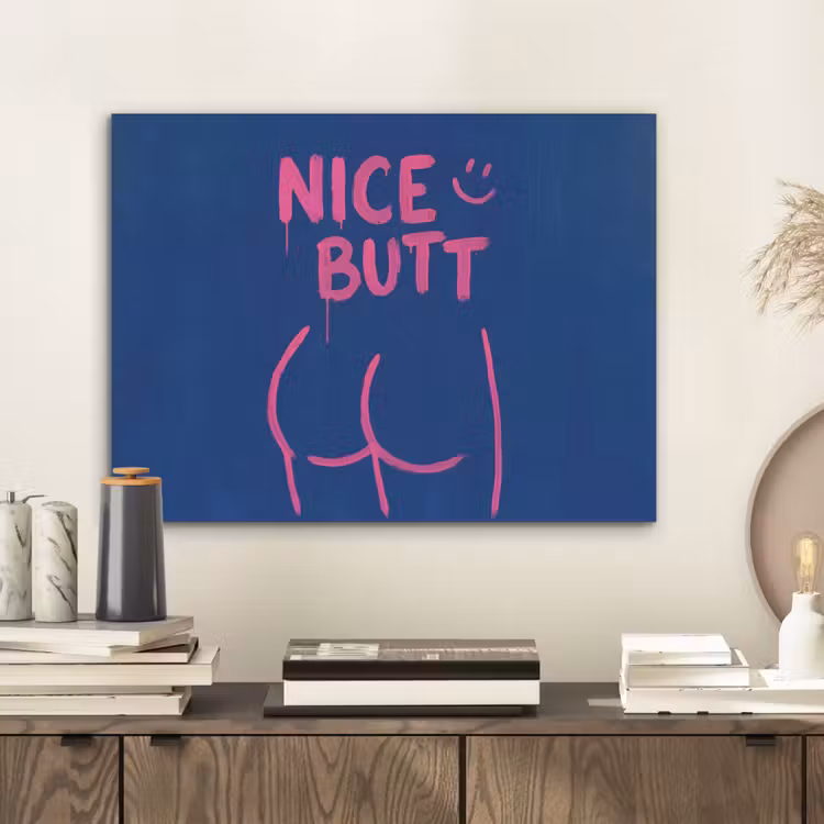 Brutaal - Grappig - Blauw PET vilt klein -sfeer1