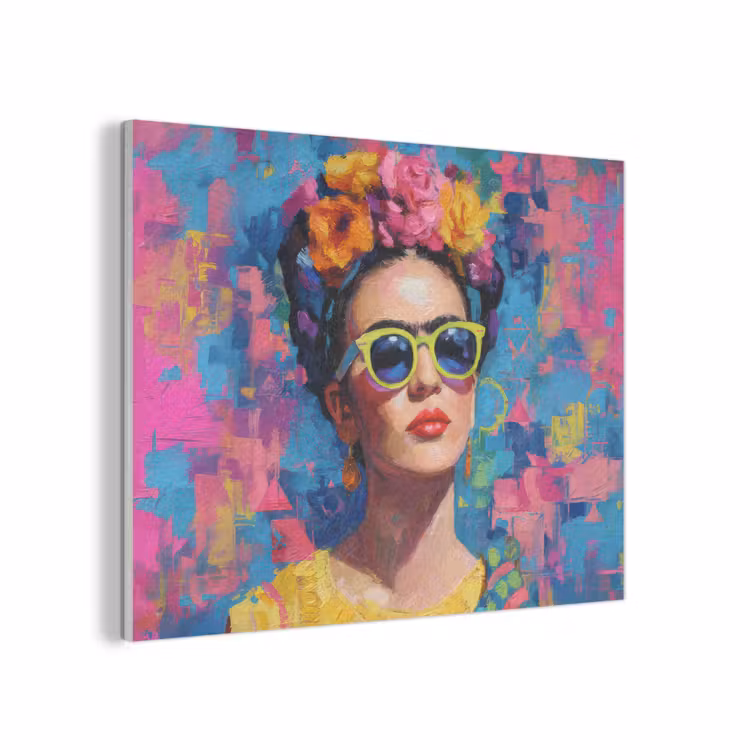 Vrolijk portret - Vrouw - Bloemenkroon PET vilt klein -3d