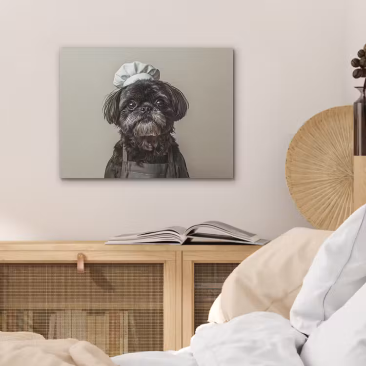 Kokskleding - Zwart - Hondje PET vilt klein -sfeer3