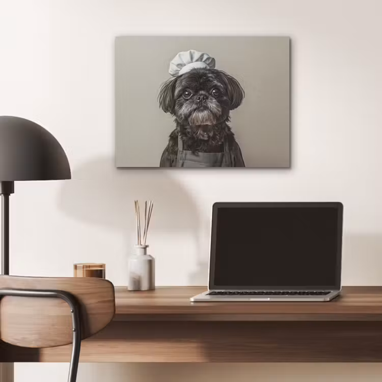 Kokskleding - Zwart - Hondje PET vilt klein -sfeer5