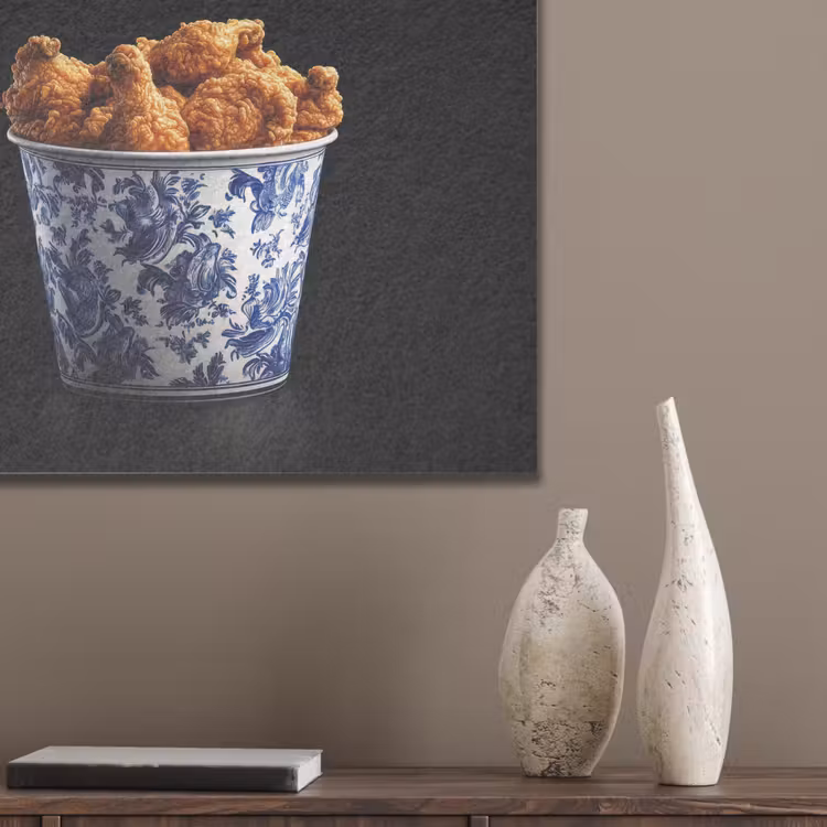 Kip - Bucket - Delfts blauw - Lekker PET vilt klein -sfeer6_closeup