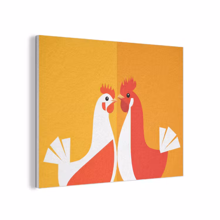 Kippen - Oranje - Vlakken PET vilt klein -3d