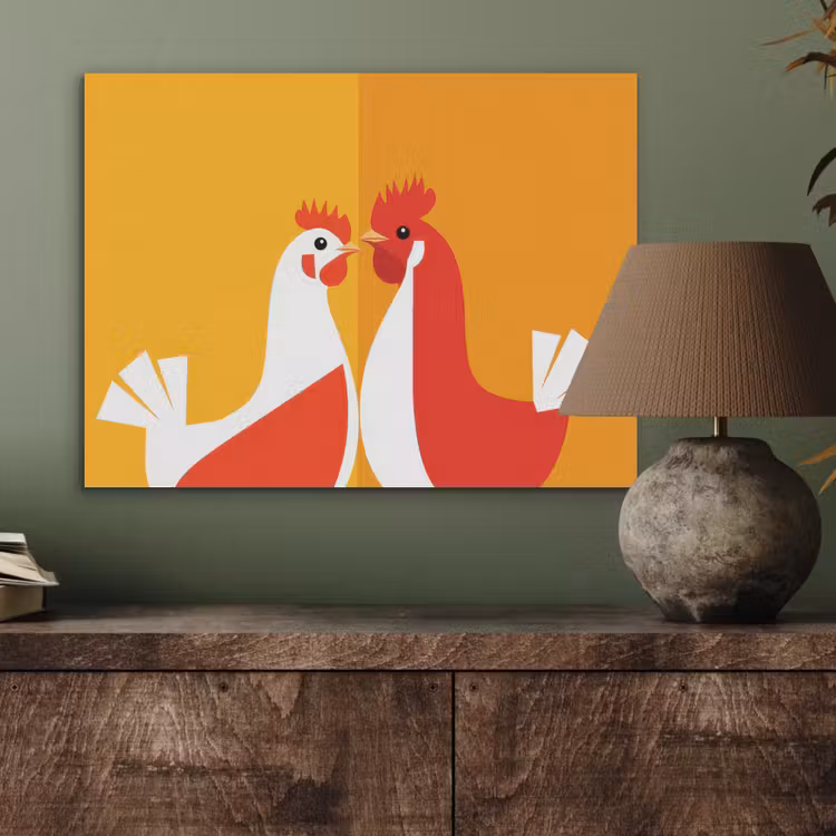 Kippen - Oranje - Vlakken PET vilt klein -sfeer2