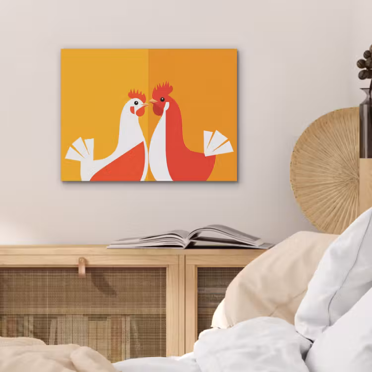Kippen - Oranje - Vlakken PET vilt klein -sfeer3