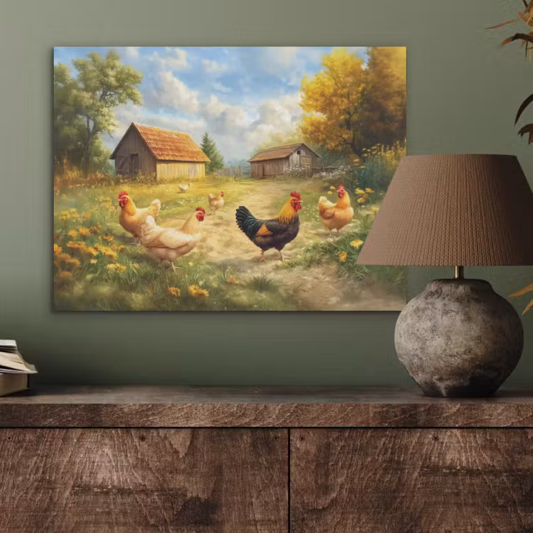 Kippen - Landelijke rust - Natuur PET vilt klein -sfeer2