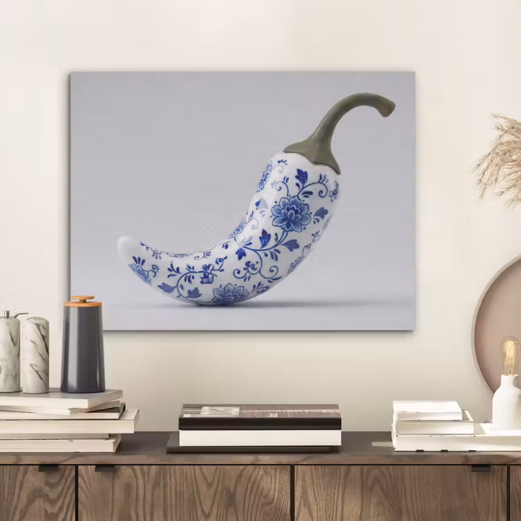 Chilipeper - Keramiek - Blauw PET vilt klein -sfeer1