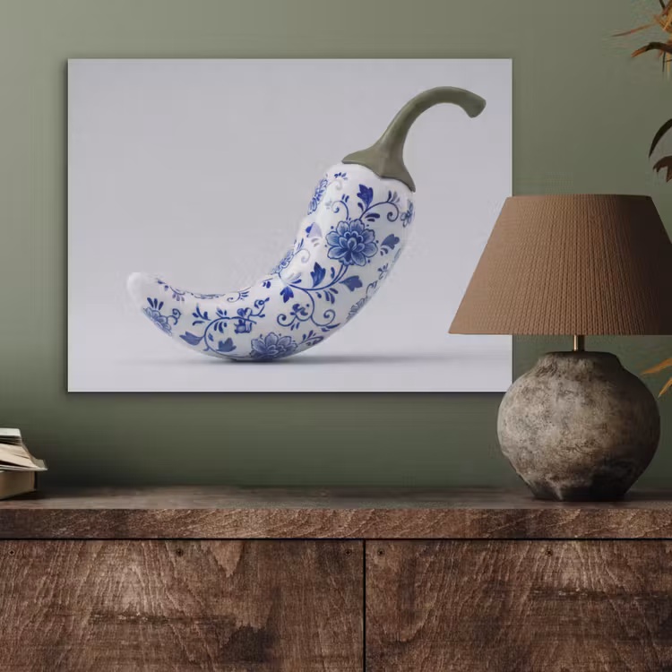 Chilipeper - Keramiek - Blauw PET vilt klein -sfeer2