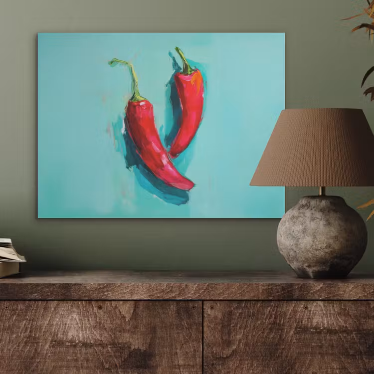 Chilipepers - Geverfd - Rood PET vilt klein -sfeer2