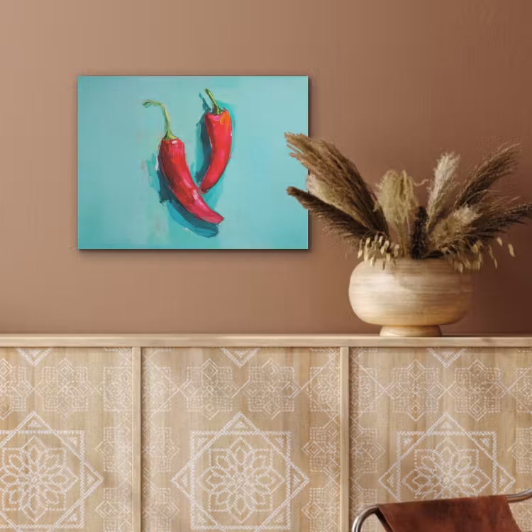 Chilipepers - Geverfd - Rood PET vilt klein -sfeer4