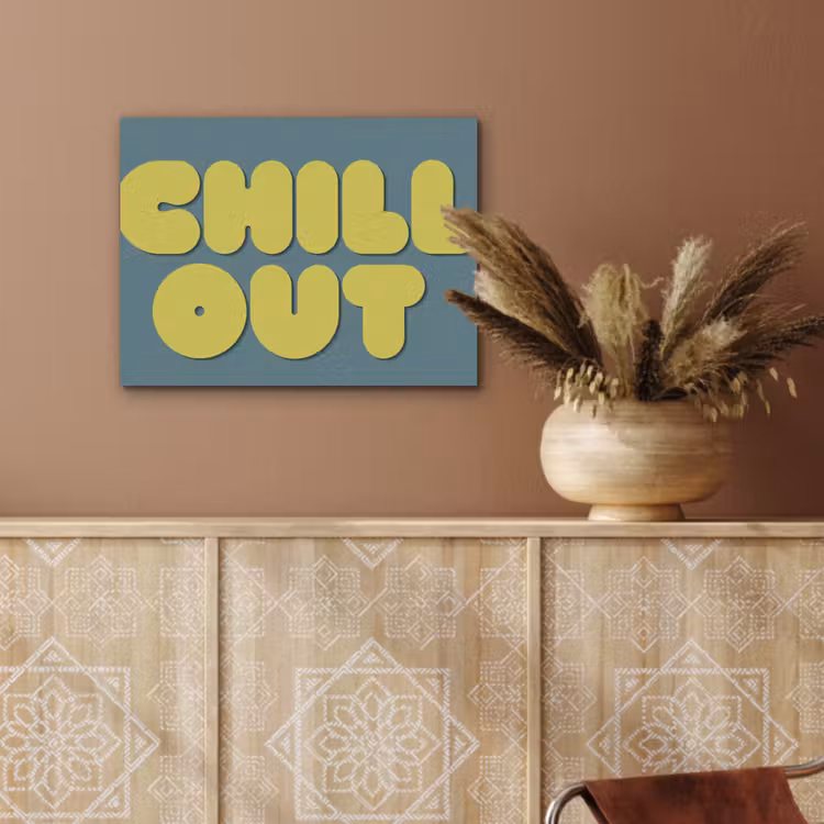 Chill out - Geel - Blauw PET vilt klein -sfeer4