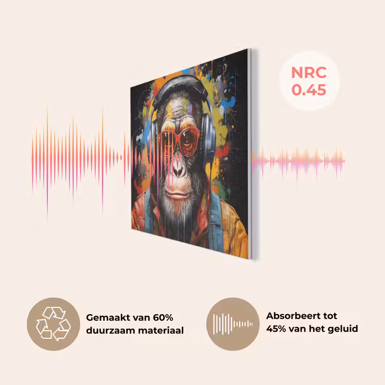 Chimpansee - Aap - dieren - Graffiti - Bril - Koptelefoon - Kleuren PET vilt klein -USP_NL