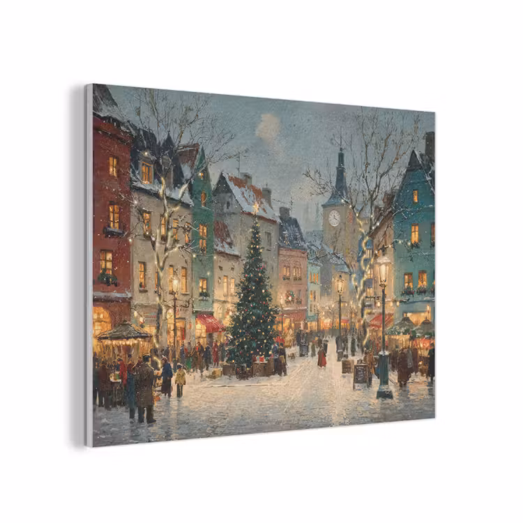 Kerstsfeer - Stadsplein - Kleurrijk PET vilt klein -3d