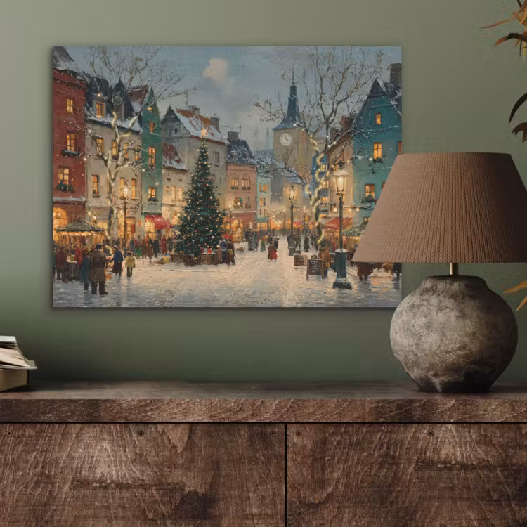 Kerstsfeer - Stadsplein - Kleurrijk PET vilt klein -sfeer2