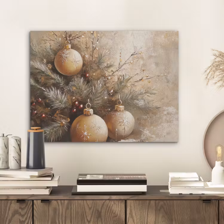 Kerst - Kerstballen - Beige - Goud PET vilt klein -sfeer1
