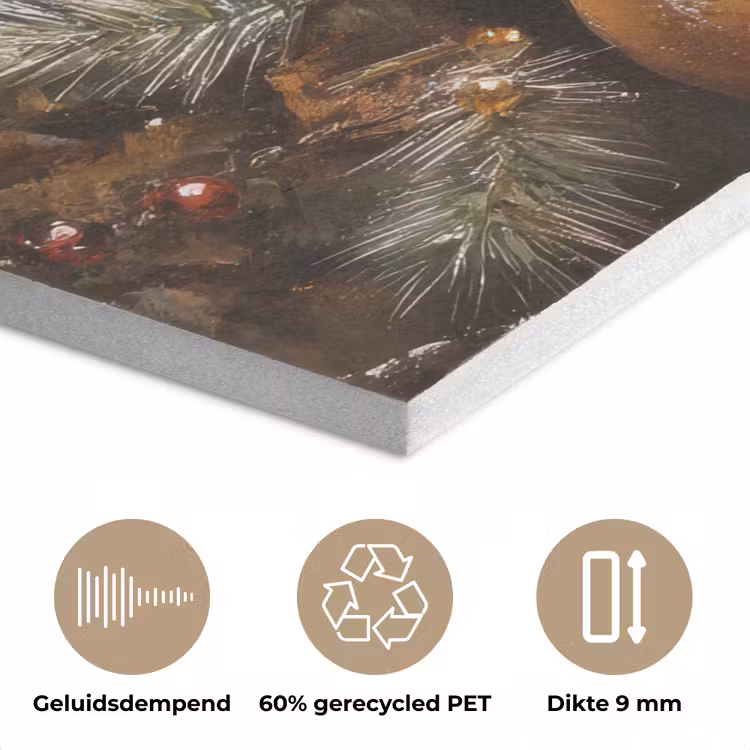 Kerst - Kerstballen - Beige - Goud PET vilt klein -closeup_NL
